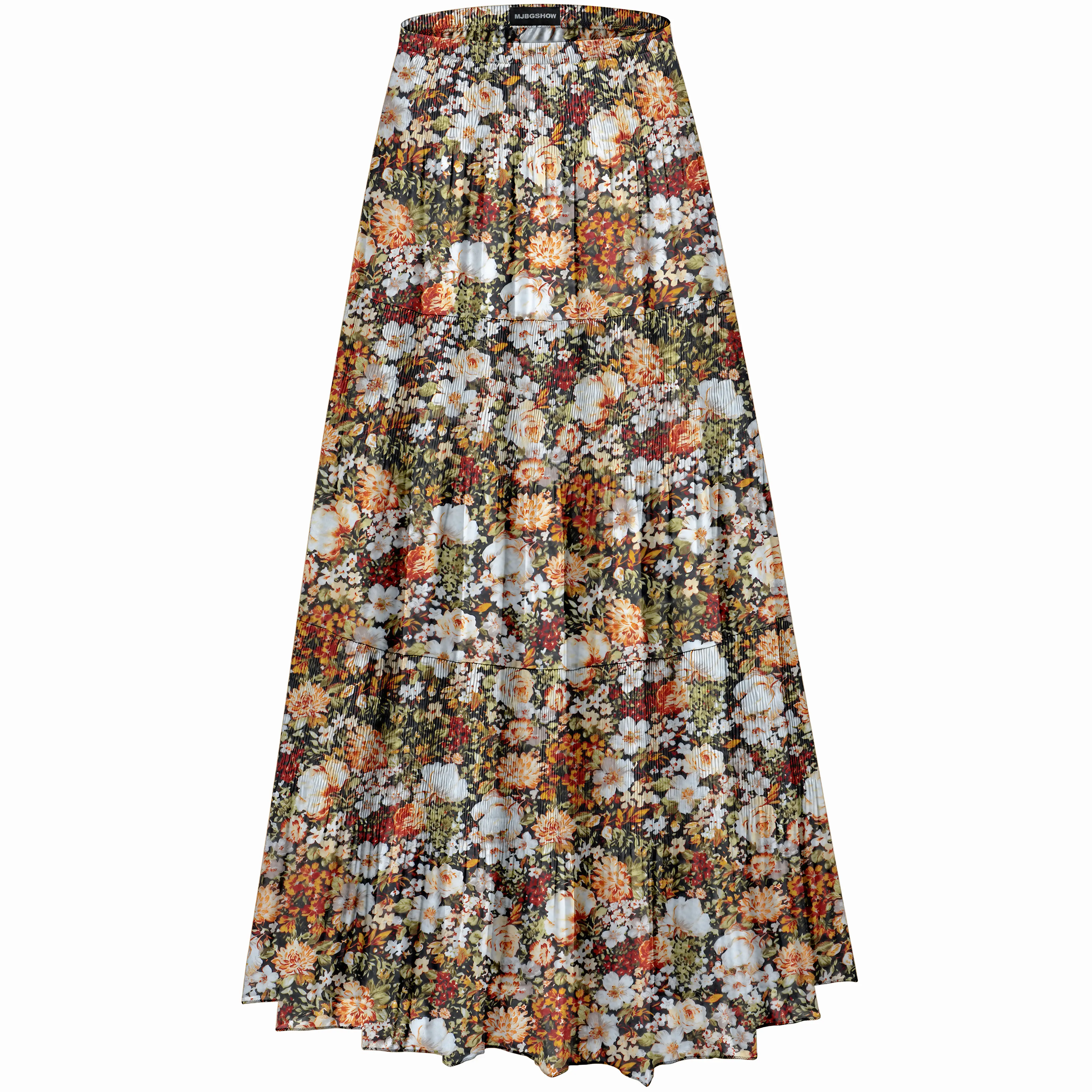 Womens Chiffon High Waist Floral Flowy Long Maxi Skirts With Lining Fabric Boho Bohemian Womenswear Bottom Fits Ethnic Light