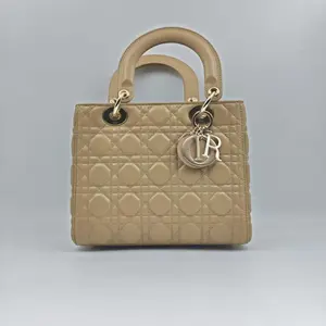 Pre-owned Dior h3 "Milk Tea" Beige Lambskin 5 Compartment Lady Shoulder Bag 61789