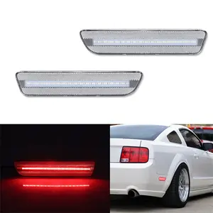 Clear Lens Rear Bumper Reflector Side Marker Red LED Light For Ford Mustang 2005 2006 2007 2008 2009 Replace OEM 4R3Z15A201BA 4R3Z15A201AA ﻿