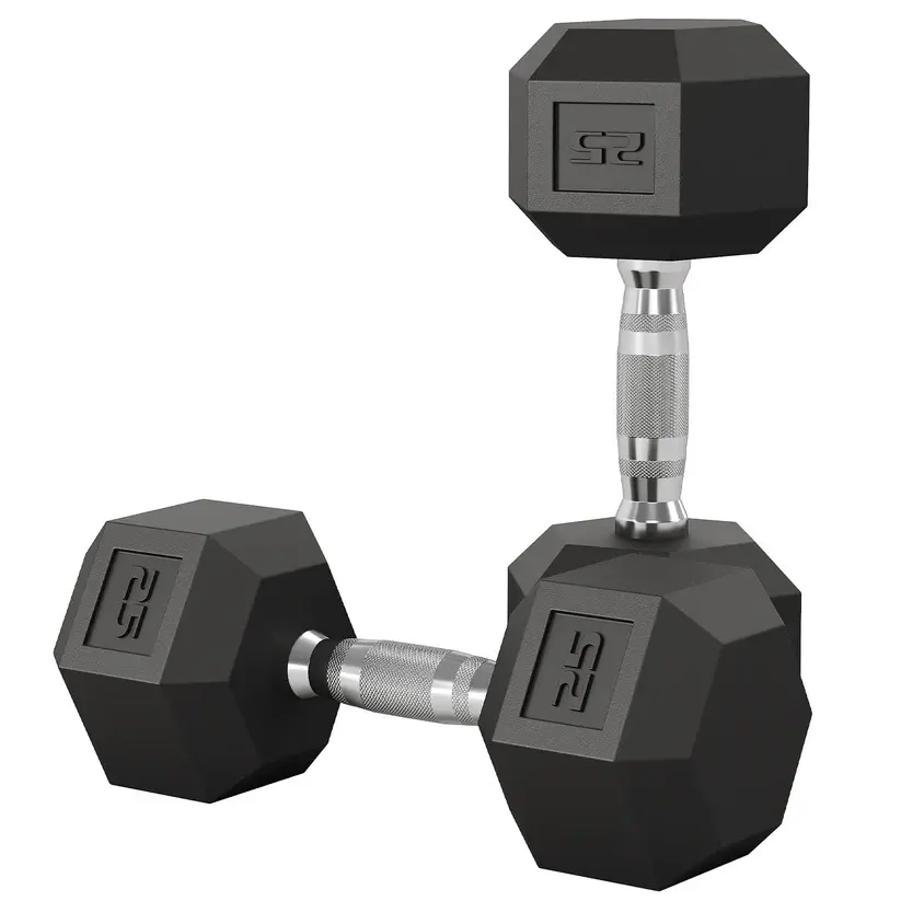 [FLASH SALE] Garvee 25 LB - 45 LB Hex Dumbbell Set of 2 with Cast Iron Core, Rubber Encased Coating and Textured Carbon Steel Handle for Home Gym Strength Training