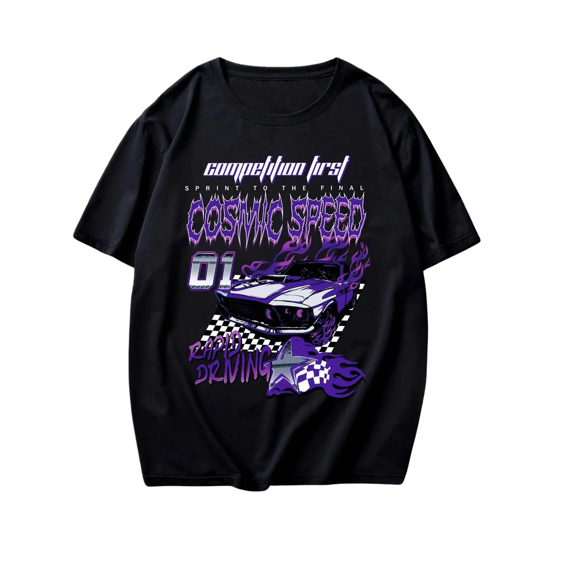 Men's Graphic Contrast Letters T-Shirt - Menswear Regular-Fit Casual Streetwear Top, Round Neck, Breathable Short-Sleeve Tee for Office Wear, Stretch
