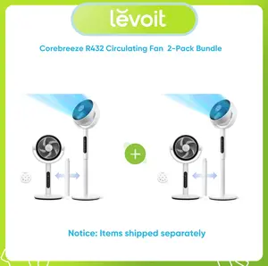 Levoit Corebreeze R432 Standing Oscillating Portable Fan 2-Pack Bundle, 908CFM DC Motor, 9 Speeds, 20dB Silent Operation, 82ft Remote Range, Sensor Timer, Pedestal & Tabletop Modes, Whole Room Airflow, for Summer & Outdoor Use, Fans, Fan Portable