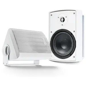 Gemini Sound GHSI-W400BT-PR-WHT 4" Inch Powerful Bass Woofer 100 Watt Peak Power Waterproof Bluetooth Wall & Ceiling Mount Wired Speakers Pair - Easy Daisy Chain for Home Outdoor Pool & Patio, White