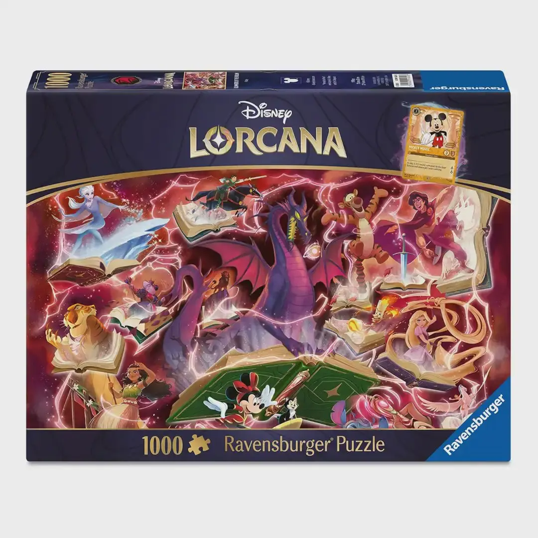 Ravensburger Disney Lorcana Glimmers of The Realm Ruby 1000-Piece Cardboard Puzzle Game, Rectangular Imported Jigsaw with Extra Thick Anti-Glare Surface, Steel-Cut Pieces, Art Puzzles Gift for Family Fun