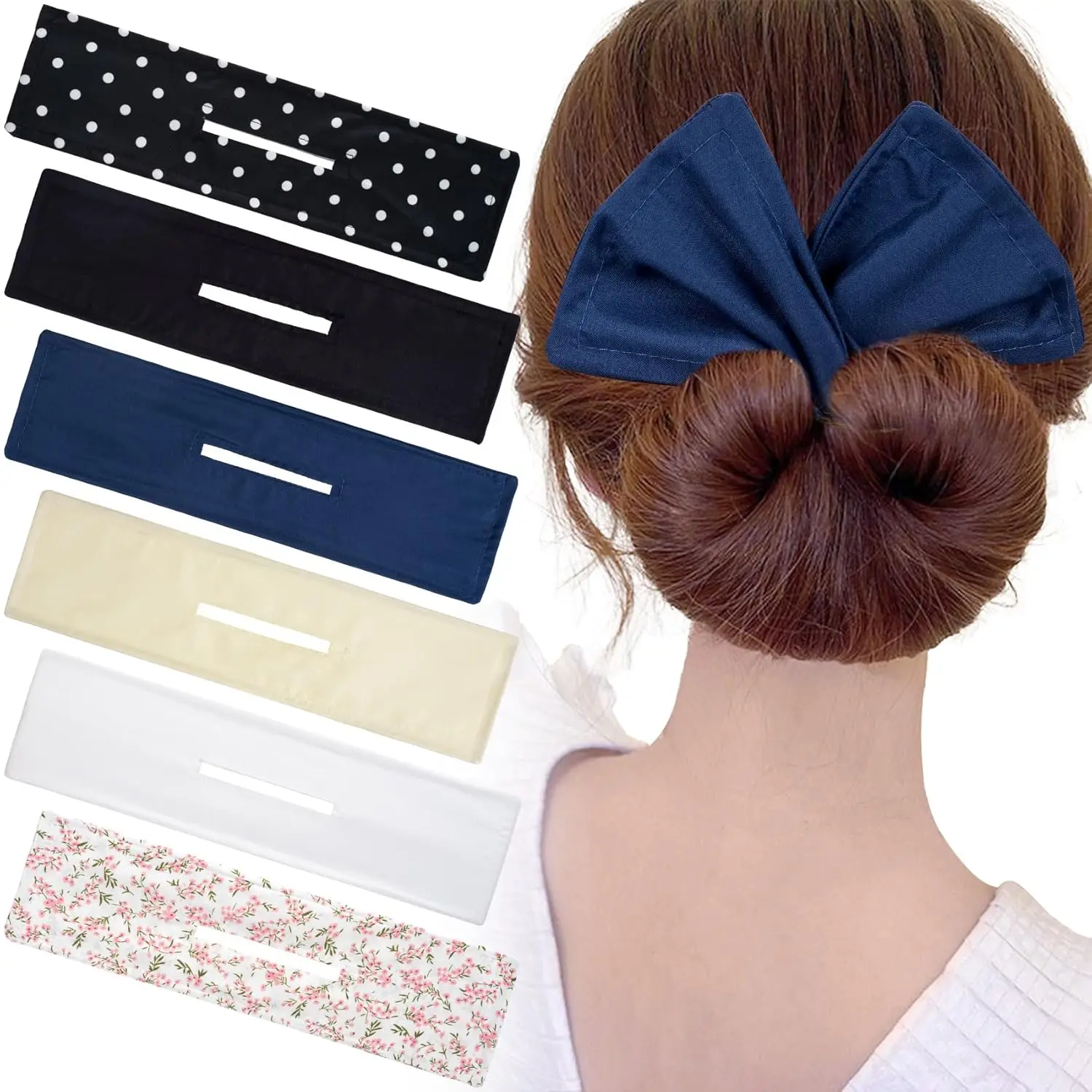 6pcs Sports Hair Bands - Flexible Donut Twisters, French Curl Clips and Accessories for Women’s Long, Thick or Thin Hair Updo Ponytail Hairstyles, Sports Hair Band