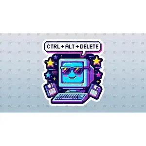 Retro Computer Sticker - Ctrl Alt Delete Decal - Funny Programmer Gift - Pixel Art Laptop Sticker - Vaporwave Aesthetic Vinyl
