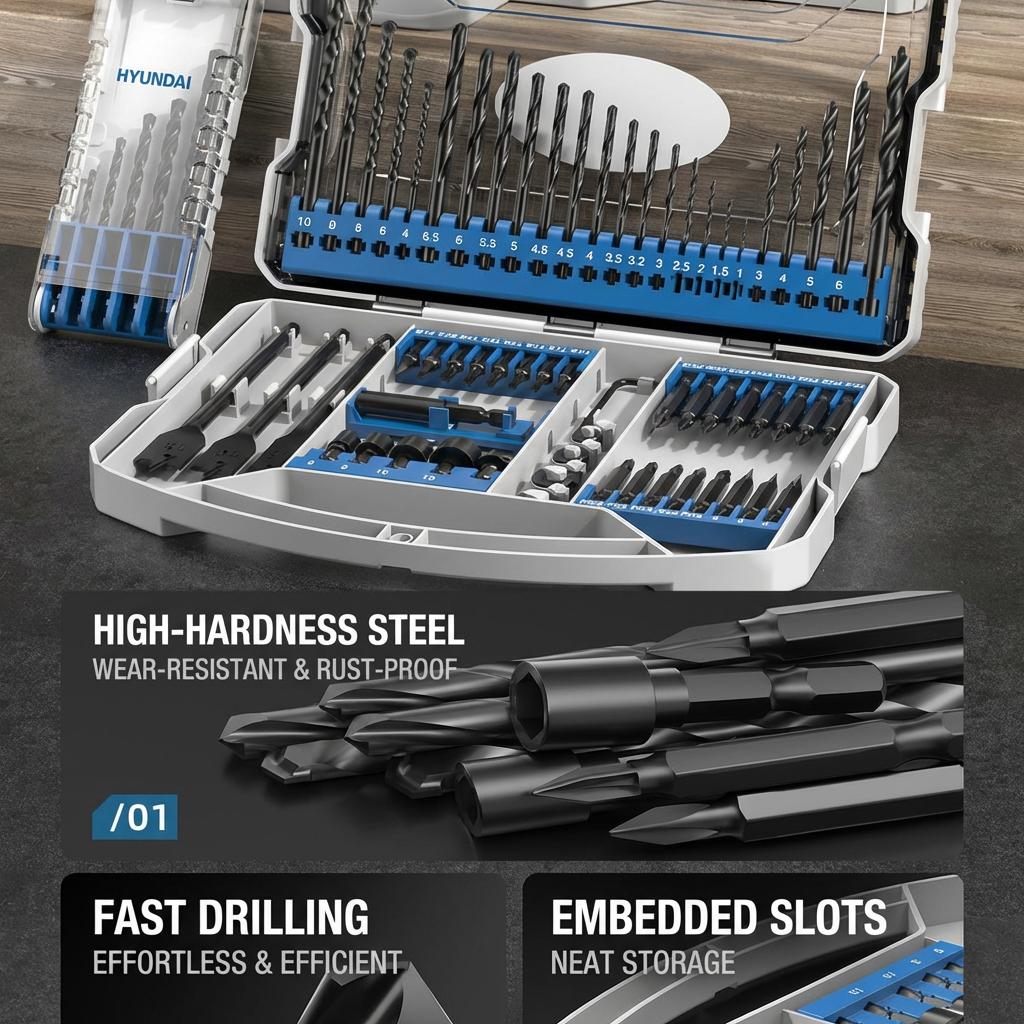 33 PCS All-in-One Combination Drill Bit & Screwdriver Bit Set, Hex Shank HSS Metal Wood Masonry Bits with Sockets Extension Bar, Multi-Purpose Impact Drill Tool Kit with Storage Case