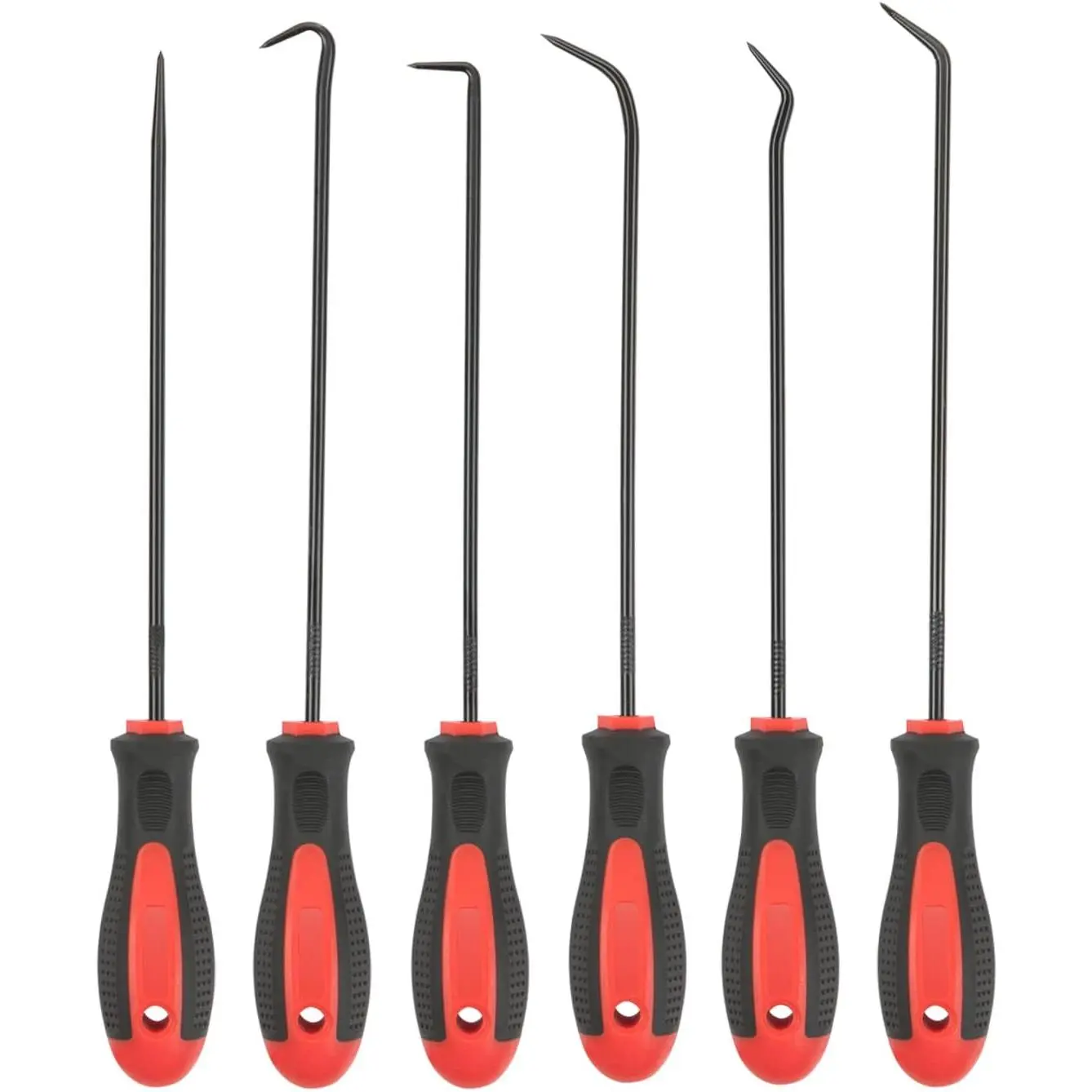 SnapFixMate Extra Long Precision Hook and Pick Set, 6-Piece Set, Chrome Vanadium Steel Shaft, for Remove Hoses and Gaskets, Auto and Electronics Maintenance Tools