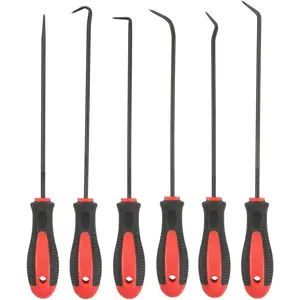 SnapFixMate Extra Long Precision Hook and Pick Set, 6-Piece Set, Chrome Vanadium Steel Shaft, for Remove Hoses and Gaskets, Auto and Electronics Maintenance Tools