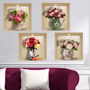 1 Set of floral vase decoration stickers, warm and elegant theme stickers, self-adhesive detachable waterproof stickers, wall decoration, window decoration, outdoor decoration, home decoration, adding fun to life