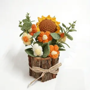 M11 Sunflower Simulation Flower, Knitted Floral Decor, Decorative Flowers, Home Decoration, Room Ornament, Perfect Valentine's Day Gift, Lifelike Artificial Flower