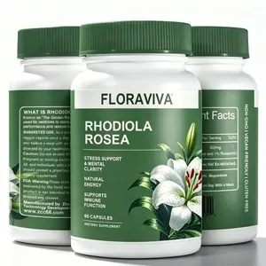 Floraviva Rhodiola Rosea Capsules 500mg - Natural Adaptogen Supplement for Stress Support, Mental Focus & Energy - Non-GMO (60 Capsules)