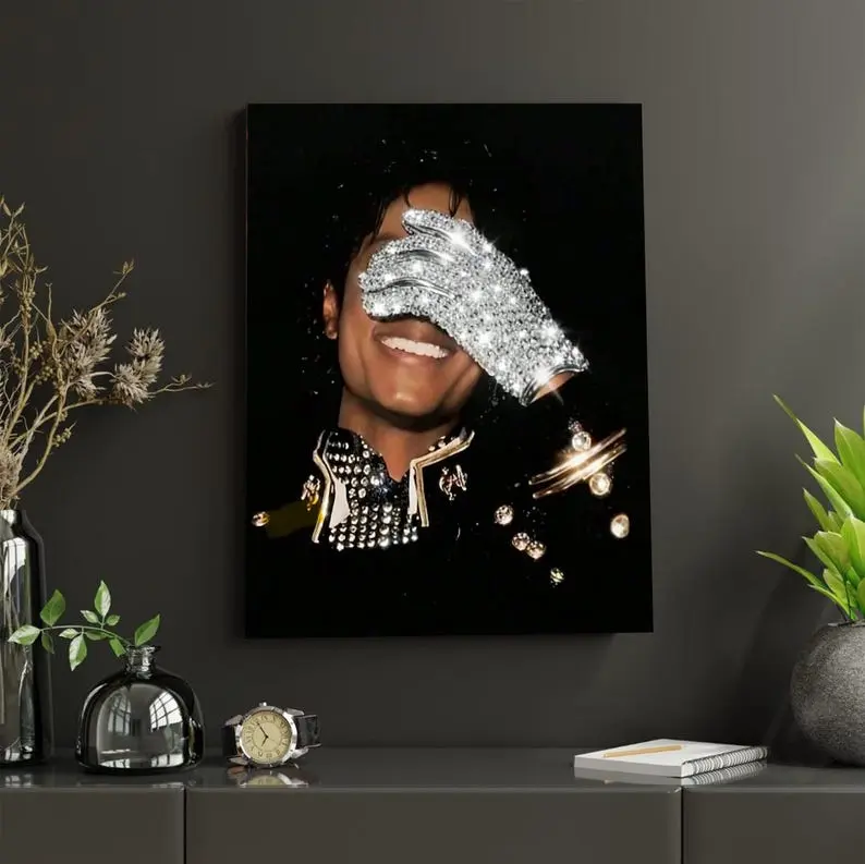 Michael Jackson Glove Poster, King of Pop Wall Art, Luxury Black Gold MJ Print, Iconic Music Legend Decor, Celebrity Wall Art Gift (NO FRAME)