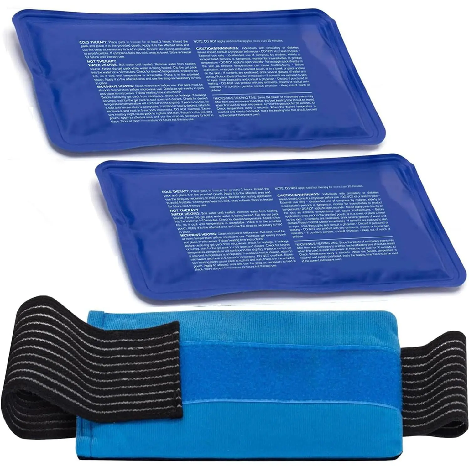 2 Reusable Soft Gel Freeze Ice Packs Multi-Pack - Soothing Cooling Long-Lasting Hot-Cold Compress, Fridge/Freezer Safe, Travel Size, Adjustable Comfy Wrap, for Injuries Back Pain Biking, Backpack-Friendly (Beauty & Personal Care)