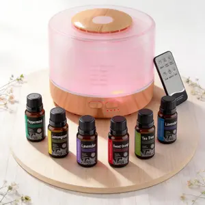 Home Wellness Diffuser Mist, 7 Colors, Timer & 6 Essential Oils Humidifier Aromatherapy with Portable Flame Aroma Diffuser control Colorful Color-Changing Ultrasonic Compact Smart Volcano Aroma Humidifier cool  air modern must-have cool mist humidifier