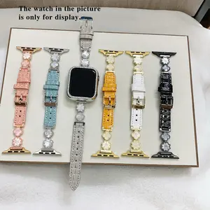 Snowflake Clover Crocodile Leather Strap, Smart Watch Strap, Multi-Color Options, Elegant Design for Apple Watch, Perfect for Daily Use