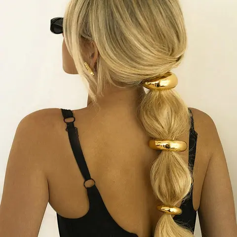 Elegant Metal High Stretch Hair Tie, Elastic Hair Accessory, Fashion Hair Accessories for Women & Girls, Minimalist Headwear Suitable for Thick Hair