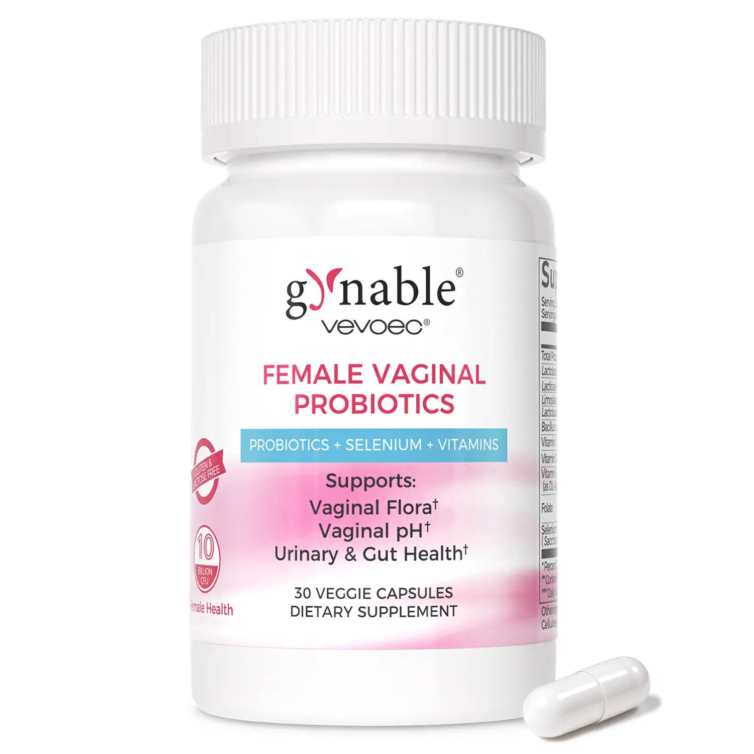 Gynable Women's Probiotics Supplement for HPV,BV,Yeast,pH Balance,Odor Control,Flora Health,Bloating, Urinary & Gut Health, 10 Billion CFU Probiotic with 10-in-1 Lactobacillus Blend, VitaminC, D,E,Folate,Selenium probiotics for women #tiktokshopsummersale