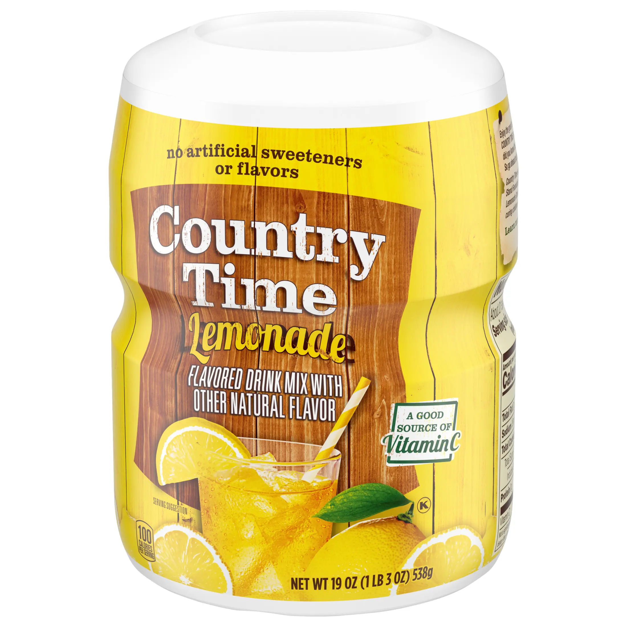 (2 pack) Country Time Lemonade Powdered Drink Mix, 1 Canister, for Flavorful Hydration and Shareable Refreshment, Naturally Flavored with Other Natural Flavor, No Artificial Sweeteners or Flavors, 19 oz