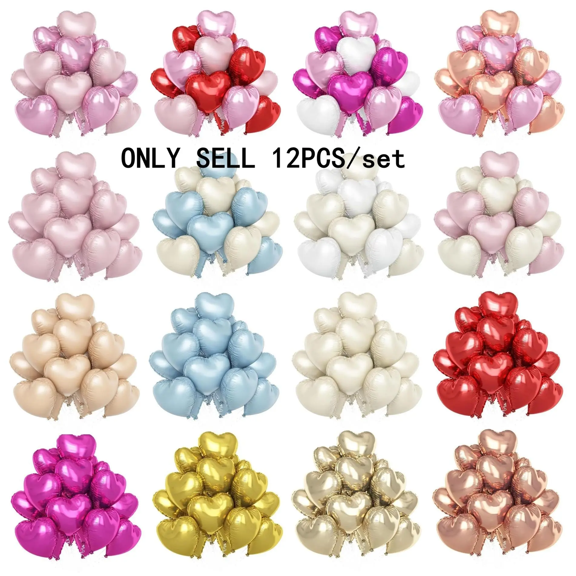 12 Pcs 18 Inch Multicolor Heart Aluminum Foil Balloons Set, Perfect for Birthday Weddings Anniversaries Parties Background Decorations, Heart Shaped Balloons, Party Balloons Decorations