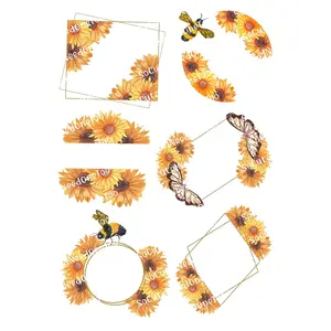 Sunflower Frame Waterslide Decals – Corner, Circle & Mixed Designs for Tumblers