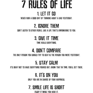 Inspirational Wall Decals Quotes Large Removable Motivational Vinyl Wall Quotes Stickers 7 Rules of Life Positive Word Sayings  Wall Decor for Office Living Room Classroom Bathroom