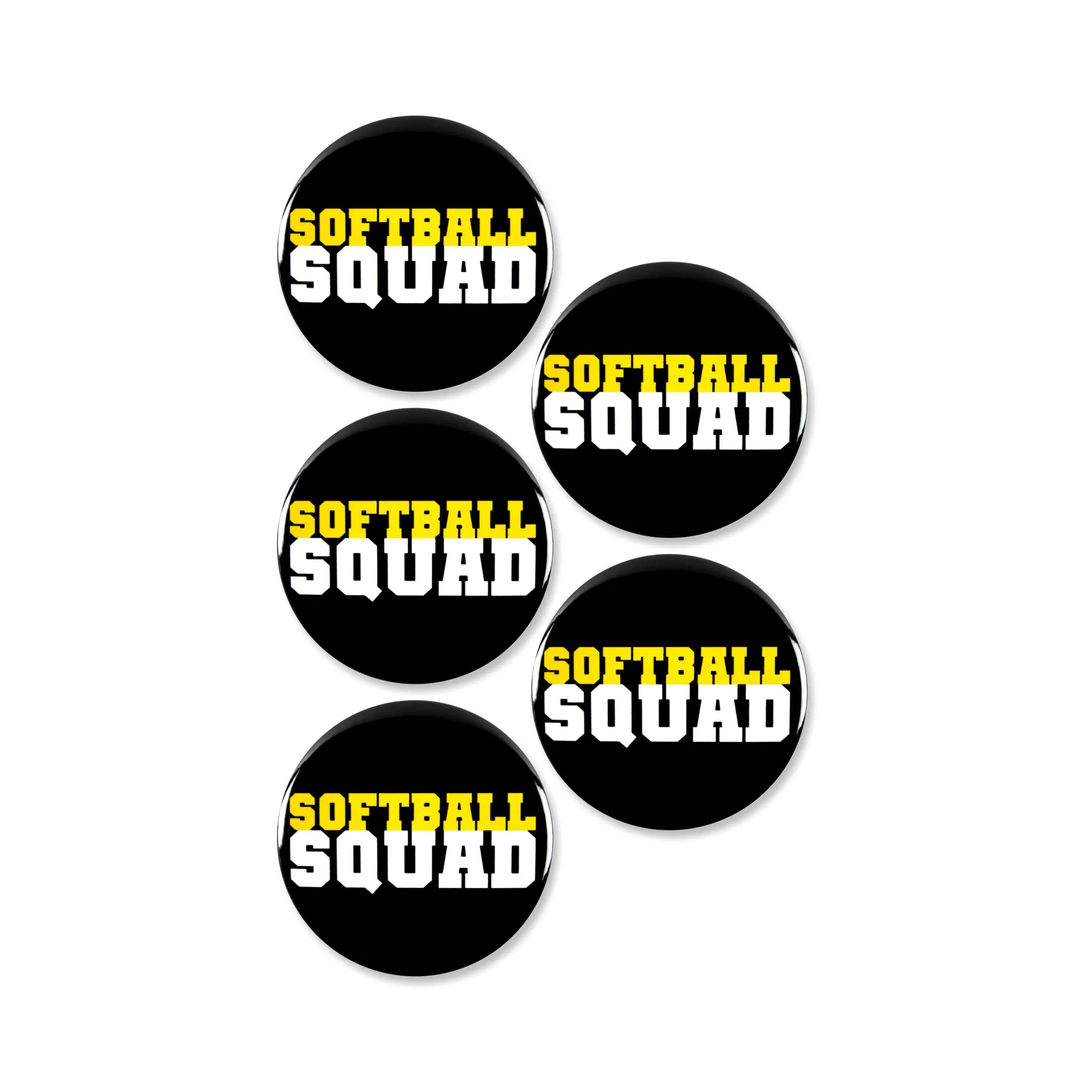 5 Pack - Softball Squad Sports Pinback Buttons - 2.25 Inch