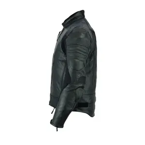 INTAN Safety with Style Mens Motorcycle Perforated leather (Natural Grain) armoured Stylish Black Leather Jacket 003BP (X-Large)