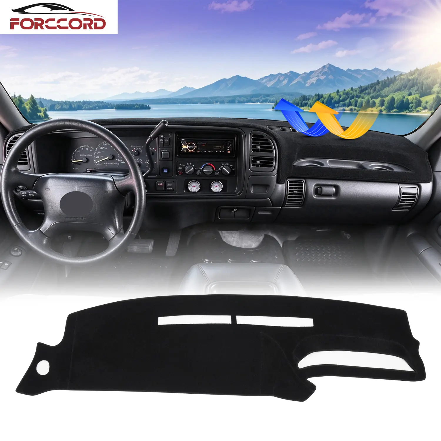 Car Dashboard Cover Dash Mats for 1995-1996 Chevy Silverado C/K 1500 2500 3500, Non-Slip Carpet Mat, UV Protection