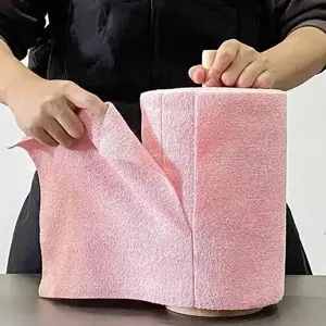 1 Roll / 20 Sheets — Microfiber Cleaning Cloth Roll — Reusable, Super Absorbent, Grease-Removing, Washable Kitchen Wipes (Ideal for Countertops, Glass, & Dishes) — Pink