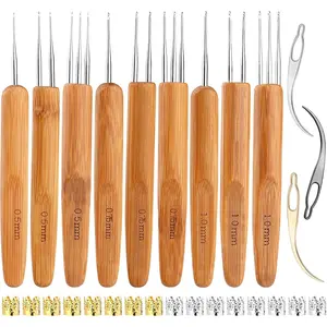 9 Pcs Durable Dreadlock Crochet Hooks 0.5mm/0.75/1mm Dreadlock Crochet Needles with Interlocking Tool for Locs Ideal for Hair Braid Craft Maintaining Real Dreadlocks