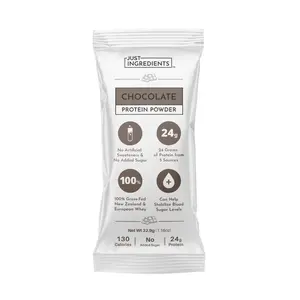 Just Ingredients Chocolate Protein Powder – Individual Stick - Blend with 100% Grass-Fed Whey & Organic Plant Proteins – Rich Cocoa Flavor – Supports Muscle Recovery, Energy & Satiety* – No Artificial Sweeteners or Fillers