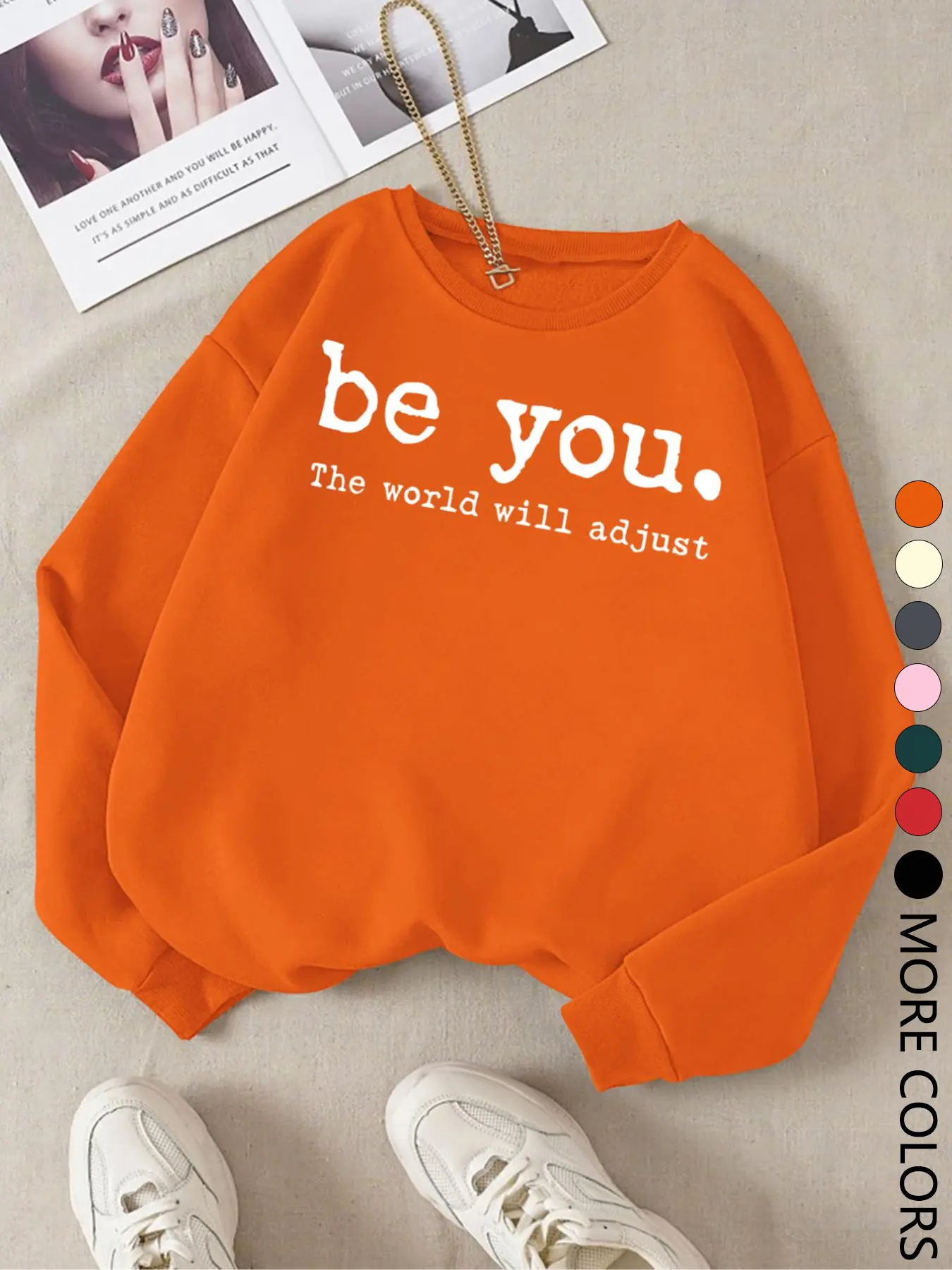 100% Polyester Letter Print Sweatshirt Pullover Crewneck, Casual Fitted Long Sleeve, Breathable Comfort, Women's Fall Winter Fashion, Daily Wear, Casual Cozy Sweatshirt