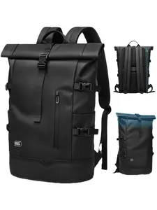 Trendy Unisex Casual Backpack, Outdoor Short Trip Bag, Laptop Backpack, Large Capacity Multi-Functional Storage, Expandable Roll Top, Casual Travel Backpack, Portable Travel Backpack