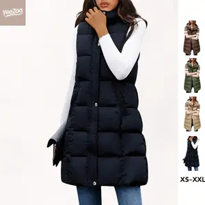 Long Puffer Vest Sleeveless Puffy Jacket with Removable Hood 2025 TikTokShopHolidayHaul Christmas Casual Hooded Puffer Coat Outerwear Vest Gilet 2025 Fall Winter Womenswear Style Tops