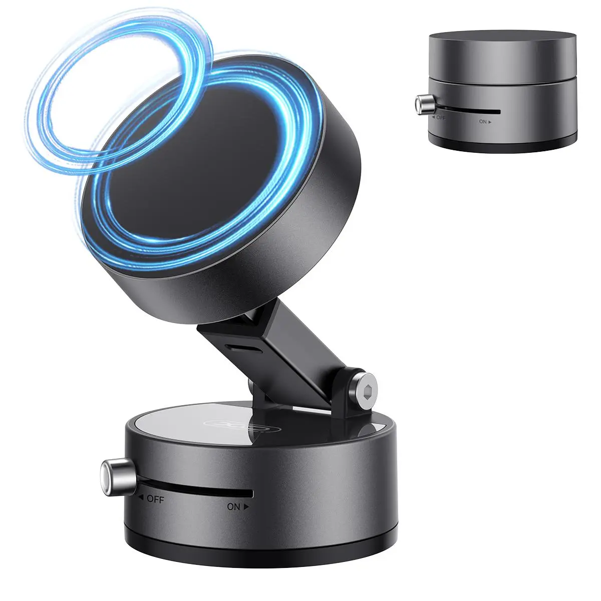 XO Upgraded Vacuum Magnetic Suction Cell Phone Mount - 360° Adjustable Foldable Car Holder with Turntable & Robot Arm, Hands-Free for iPhone 16/15/14/13/12 Series & Living Rooms Smooth Surfaces