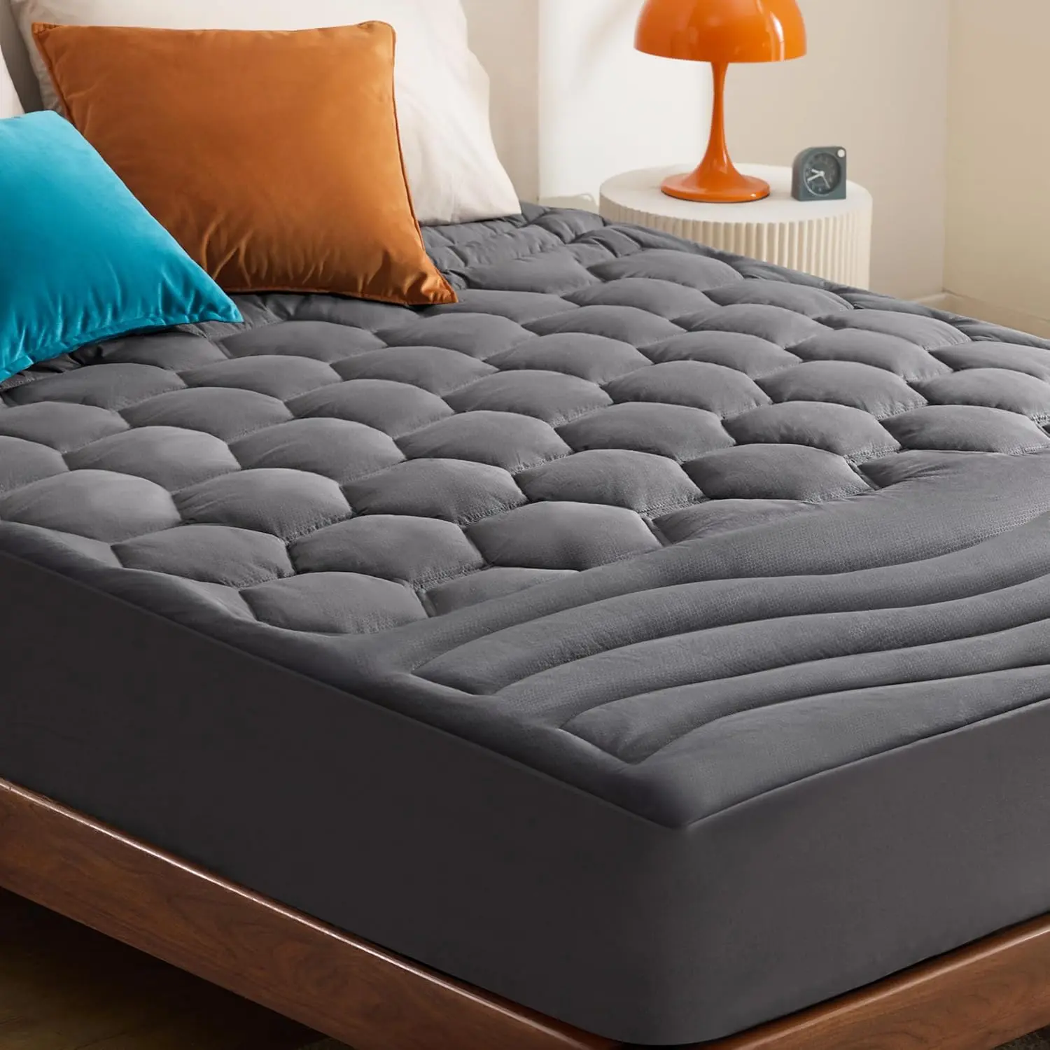 【Summer Sale Deals】Bedsure  Mattress Pad - Quilted Fitted Mattress Topper Protector with 8-21 Inches Deep Pocket, Noiseless Breathable Bed Cover Padded, Machine Washable