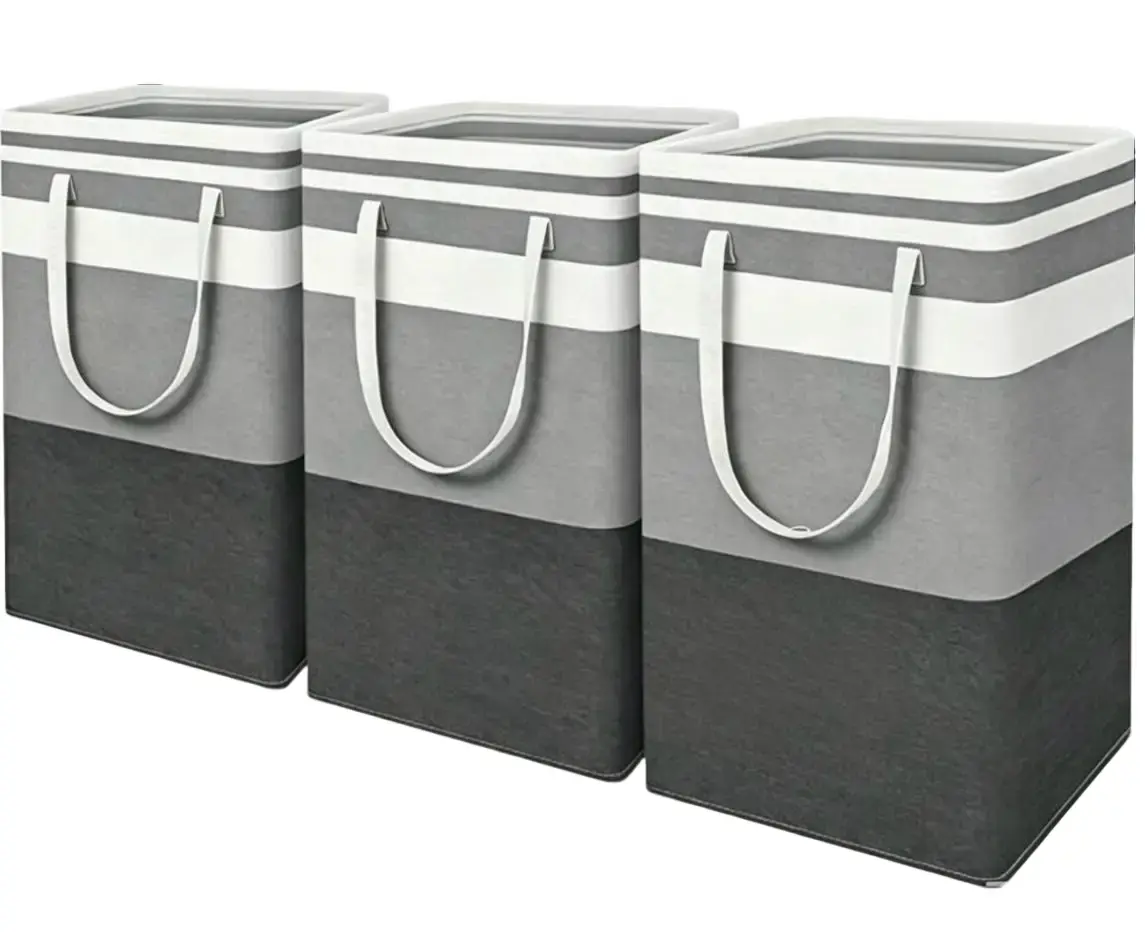 3-piece waterproof bathroom laundry basket set, freestanding dirty clothes storage bin, foldable large-capacity bathroom clothing organizer with handle bedroom Cordless Travel Bag Vacuum
