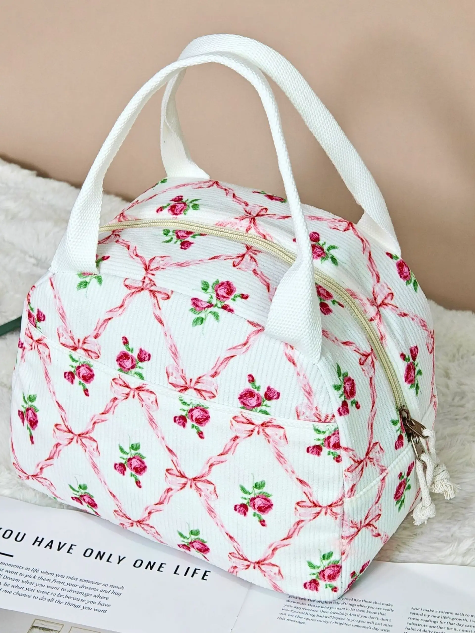 Lunch bag printing Valentine's Day gift 2025 autumn and winter outdoor picnic lock fresh ice bag portable large capacity work lunch lunch box thermal bag printing Insulated Lunch Bag Insulated Food Carrier, Zipper lunch bag