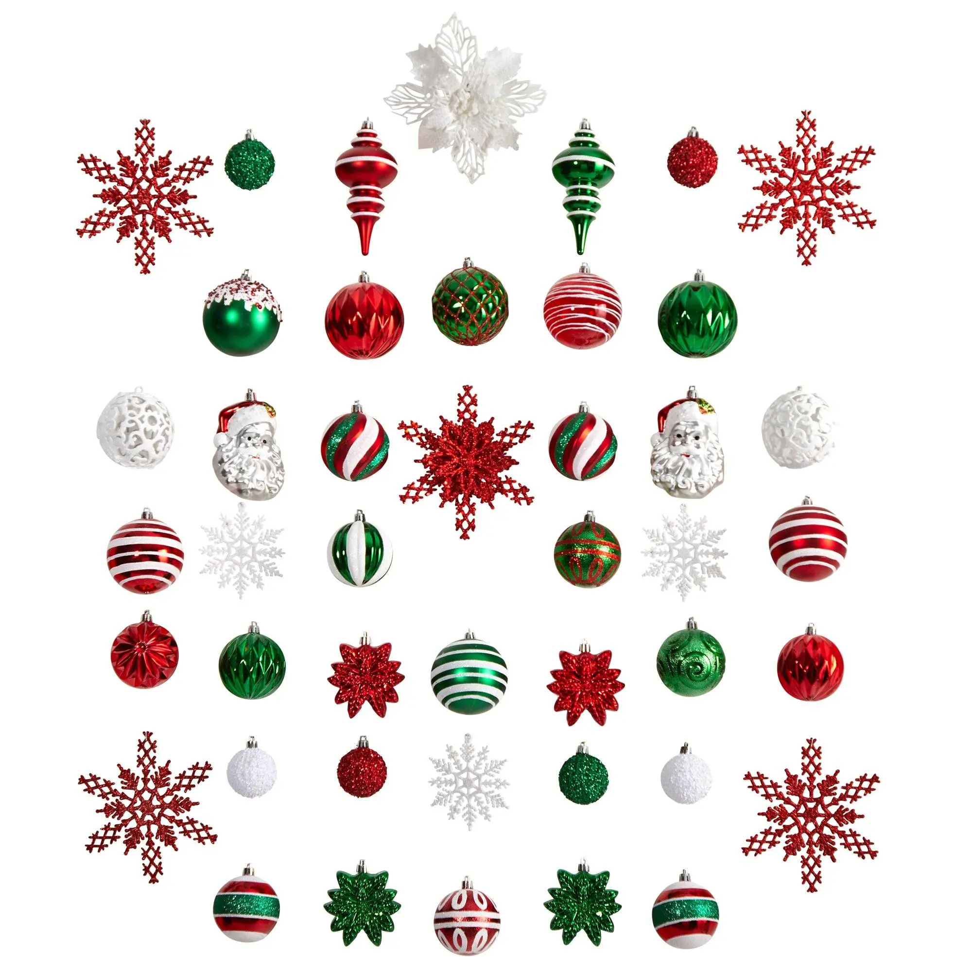 70-Piece Shatterproof Red and Green Traditional Christmas Tree Ornament Set - Glass-Like Home Ornament, Varied Shapes, Reusable Tray, Festive Home Decoration, 70 Pieces