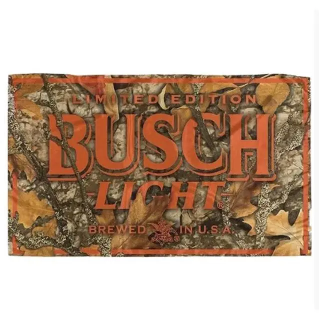 Busch Beer Brown Camo Pattern Peach Velvet Tapestry Wall Hanging - 40x30in (102x76cm) Strong, Hand Washable Home Decor, Outdoor Decor for Men's Room Wall Art