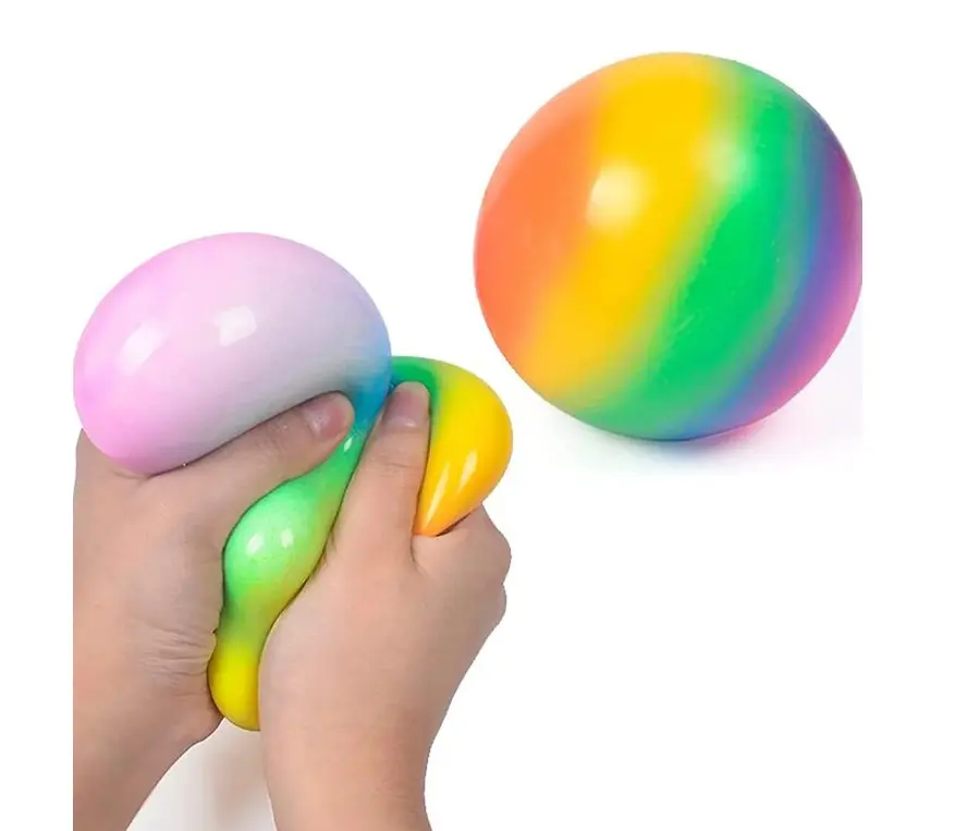 Rainbow Stress Reliever Squishy Squeeze Ball Fidget Toy - Soft and Comfortable Fidget for Stress Relief and Relaxation