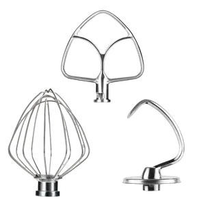 3PCS-for KitchenAid Stainless Stee without machine , Stainless Steel 3 Piece Kit for 4.5 and 5 Quart KitchenAid Tilt-Head Stand Mixers,Wire Whip, Dough Hook, Coated Flat Blade Paddle, Kitchen Tilt-Head Aid Stand Mixer Attachment.