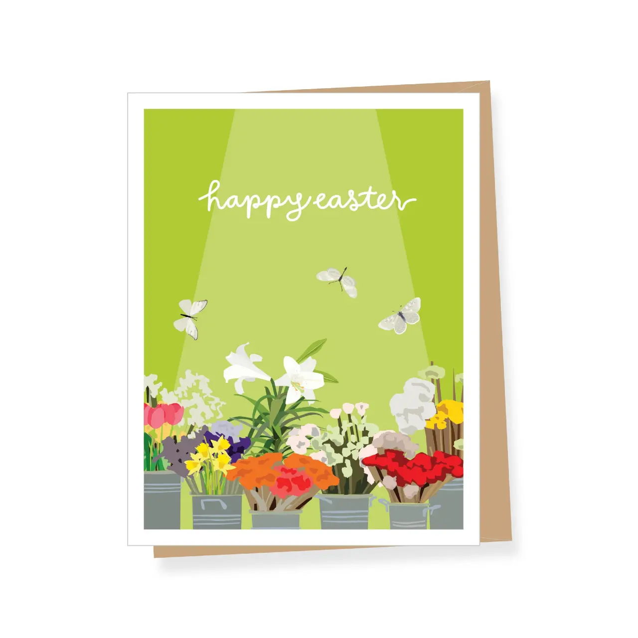Green Flower Stand Easter Card