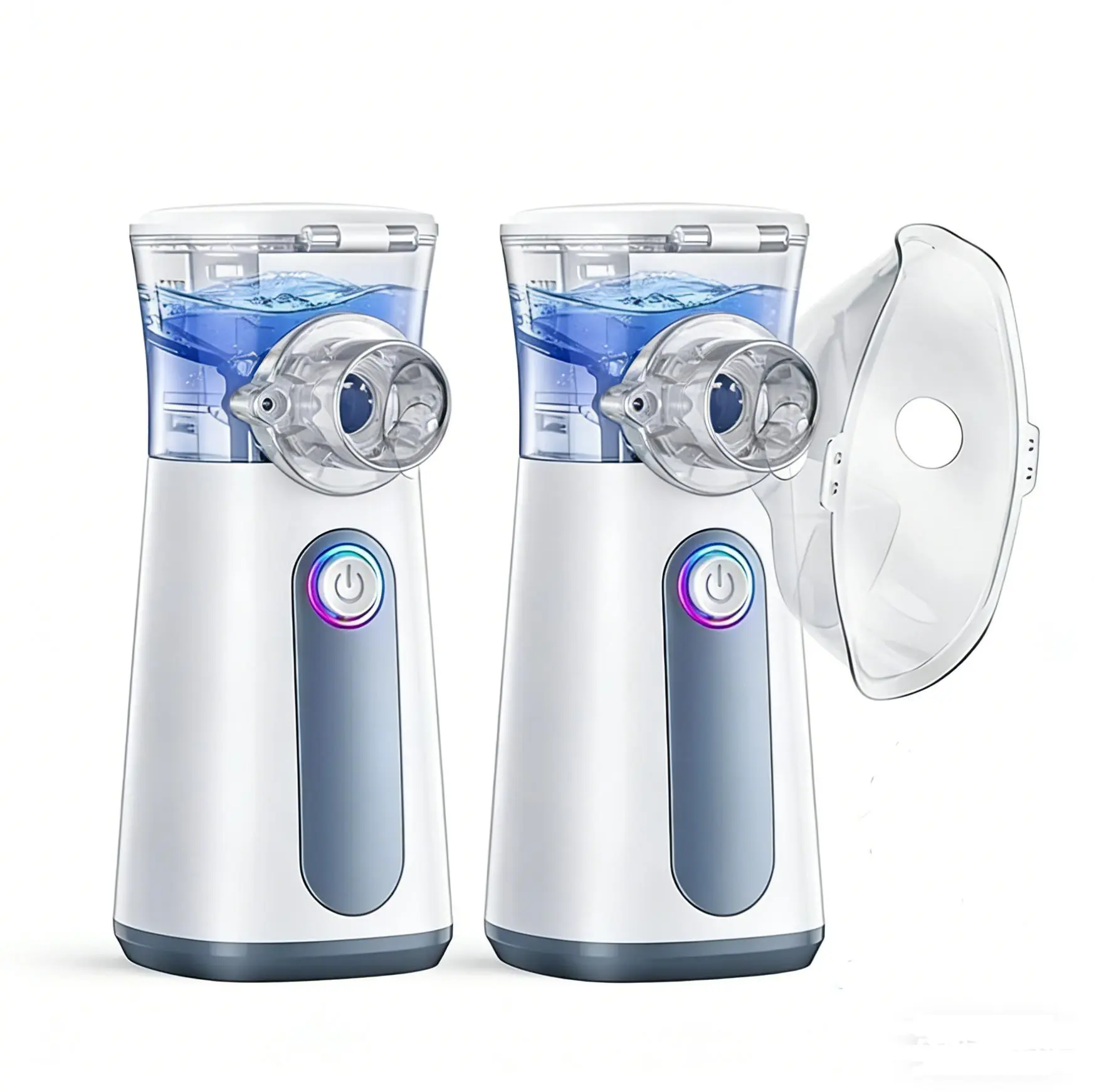 2 PCS USB Powered Rechargeable Portable Smart Humidifier with 400mA Lithium Battery, Adjustable Flow, Breath Relief & Facial Hydration for Adults/Kids, No Battery Installation Needed