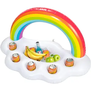Inflatable Rainbow Drink Floaties for Pool Floating Tray Holder Water Fun Pool Party