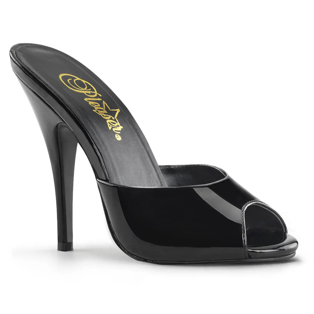 Women's Fashion 5-Inch Black Patent Heel Mule Shoe