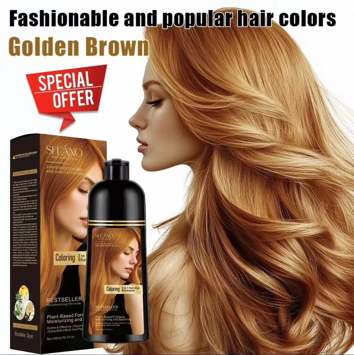 Multi-Color 3in1 Hair Dye Shampoo – Natural Plant Extracts, Nourishing Hair Repair, Suitable for All Hair Types, Instant Grey Hair Coverage