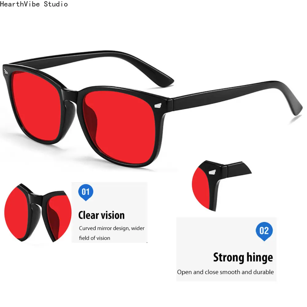 Blue Light Filter Glasses Red Light Glasses TR90 Gaming Glasses Frame Women Men Red Lenses Blue Light Blocking Protection for Screens, TVs