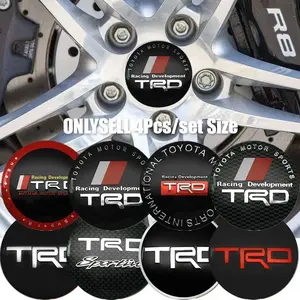 4Pcs 56mm Car TRD Badge Logo Ring Style Wheel Center Sticker Badge, Decal, Decoration Accessories Suitable for Hilux, Tacoma, 4Runner, Tundra, Sequoia TRD Pro, Camry, RAV4 TRD, 86 Off-road Edition